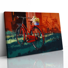 Load image into Gallery viewer, Vintage Bicycle with Flowers Oil Painting