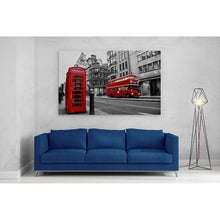 Load image into Gallery viewer, Red Bus and Telephone Box in London