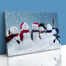 Load image into Gallery viewer, Snowman Choir Smiling at Christmas