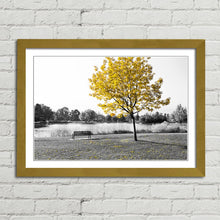 Load image into Gallery viewer, Yellow Tree Park Bench Lake