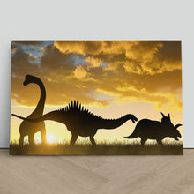 Load image into Gallery viewer, Dinosaur Silhouettes at Sunset