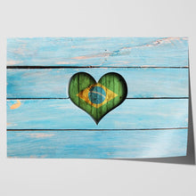Load image into Gallery viewer, Love Brazil Heart Flag on Wood