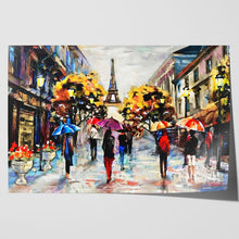 Load image into Gallery viewer, Paris Umbrellas Eiffel Tower Oil Painting