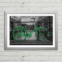 Load image into Gallery viewer, Green Bike on Bridge Amsterdam