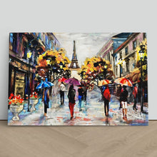 Load image into Gallery viewer, Paris Umbrellas Eiffel Tower Oil Painting