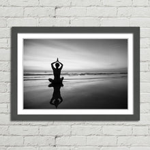 Load image into Gallery viewer, Woman Beach Meditation Silhouette