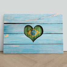 Load image into Gallery viewer, Love Brazil Heart Flag on Wood