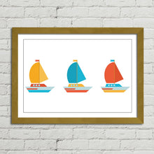 Load image into Gallery viewer, Yellow Blue Red Boats