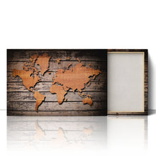 Load image into Gallery viewer, World Map Carving on Wood Plank