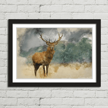 Load image into Gallery viewer, Red Deer Stag Watercolour Painting