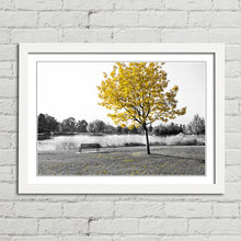 Load image into Gallery viewer, Yellow Tree Park Bench Lake