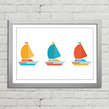 Load image into Gallery viewer, Yellow Blue Red Boats