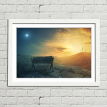 Load image into Gallery viewer, Manger and Crosses at Sunrise