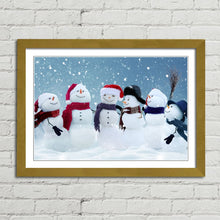 Load image into Gallery viewer, Snowman Choir Smiling at Christmas