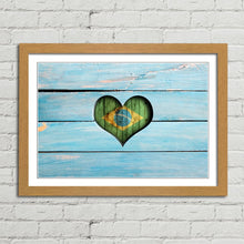 Load image into Gallery viewer, Love Brazil Heart Flag on Wood