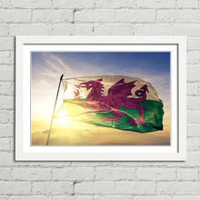 Load image into Gallery viewer, Wales Red Dragon National Flag Sunrise