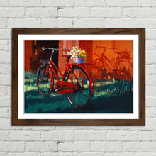 Load image into Gallery viewer, Vintage Bicycle with Flowers Oil Painting