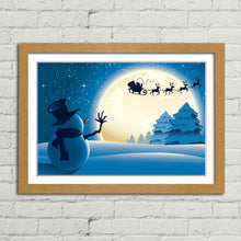 Load image into Gallery viewer, Snowman Waving to Santa Reindeer Christmas