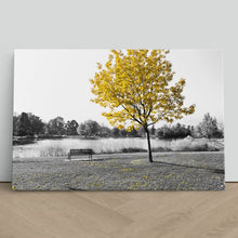 Load image into Gallery viewer, Yellow Tree Park Bench Lake