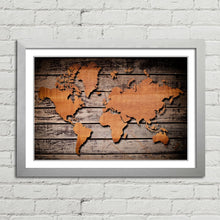 Load image into Gallery viewer, World Map Carving on Wood Plank