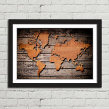 Load image into Gallery viewer, World Map Carving on Wood Plank