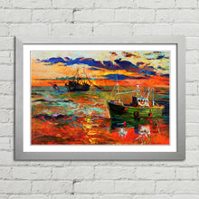 Load image into Gallery viewer, Fishing Boats at Sea Oil Painting