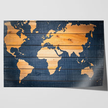 Load image into Gallery viewer, World Map Wood Effect Oceans