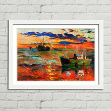 Load image into Gallery viewer, Fishing Boats at Sea Oil Painting