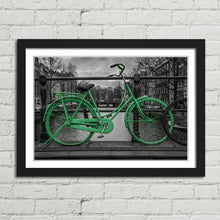 Load image into Gallery viewer, Green Bike on Bridge Amsterdam