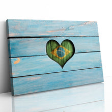 Load image into Gallery viewer, Love Brazil Heart Flag on Wood