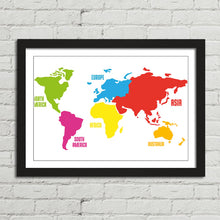 Load image into Gallery viewer, World Map Continents Colours