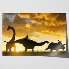 Load image into Gallery viewer, Dinosaur Silhouettes at Sunset