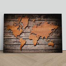 Load image into Gallery viewer, World Map Carving on Wood Plank
