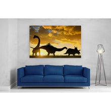 Load image into Gallery viewer, Dinosaur Silhouettes at Sunset