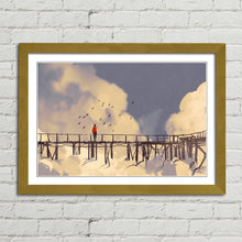 Load image into Gallery viewer, Man on Bridge with Birds Painting