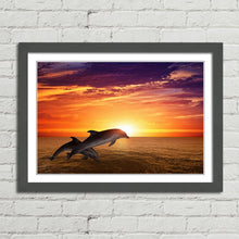 Load image into Gallery viewer, Dolphins Jumping at Sunset