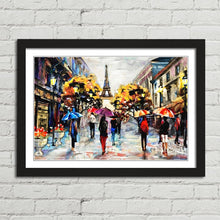 Load image into Gallery viewer, Paris Umbrellas Eiffel Tower Oil Painting