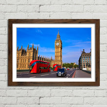 Load image into Gallery viewer, Red Bus and Black Taxi at Big Ben London
