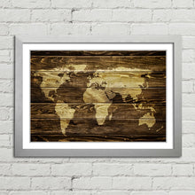 Load image into Gallery viewer, World Map on Wood Background