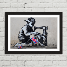 Load image into Gallery viewer, Boy Making Union Flags Banksy