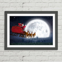 Load image into Gallery viewer, Santa Claus Moon Sleigh Reindeer Christmas