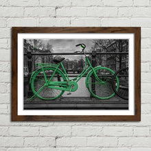 Load image into Gallery viewer, Green Bike on Bridge Amsterdam