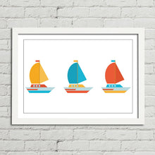 Load image into Gallery viewer, Yellow Blue Red Boats