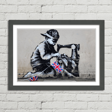 Load image into Gallery viewer, Boy Making Union Flags Banksy