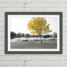 Load image into Gallery viewer, Yellow Tree Park Bench Lake
