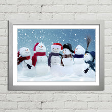 Load image into Gallery viewer, Snowman Choir Smiling at Christmas