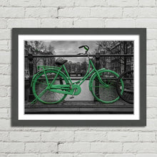 Load image into Gallery viewer, Green Bike on Bridge Amsterdam