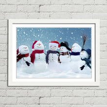 Load image into Gallery viewer, Snowman Choir Smiling at Christmas