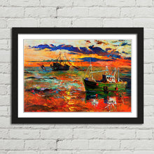 Load image into Gallery viewer, Fishing Boats at Sea Oil Painting
