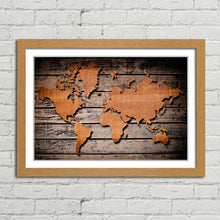 Load image into Gallery viewer, World Map Carving on Wood Plank